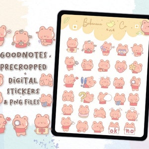 Bear Cute Decor digital stickers | Goodnotes Stickers | Cute Hand Draw | Digits Stickers | planner | kawaii | precropped png