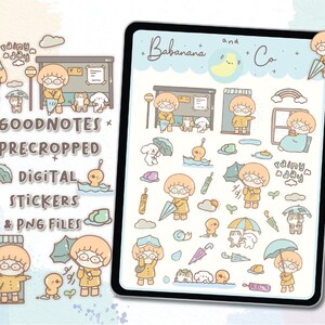 Rainy Day digital stickers | Goodnotes Stickers | Cute Hand Draw | Digits Stickers,  planner | kawaii | precropped png