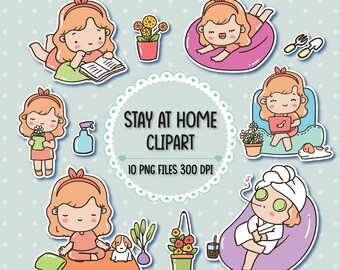Stay Home Clipart Etsy