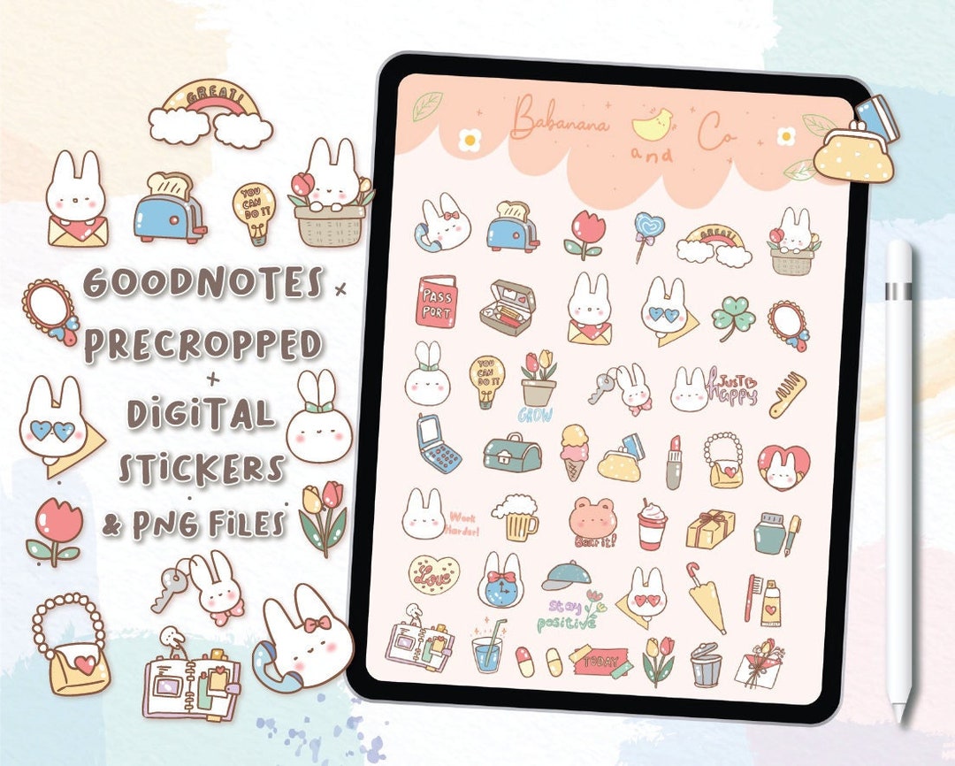 Bunny Cute Decor Digital Stickers | Goodnotes Stickers | Cute Hand Draw ...
