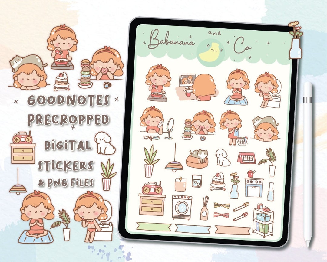 Girl Life Digital Stickers | Goodnotes Stickers | Cute Hand Draw ...