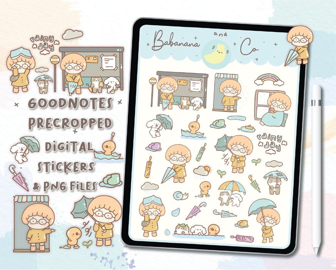 Rainy Day Digital Stickers | Goodnotes Stickers | Cute Hand Draw ...
