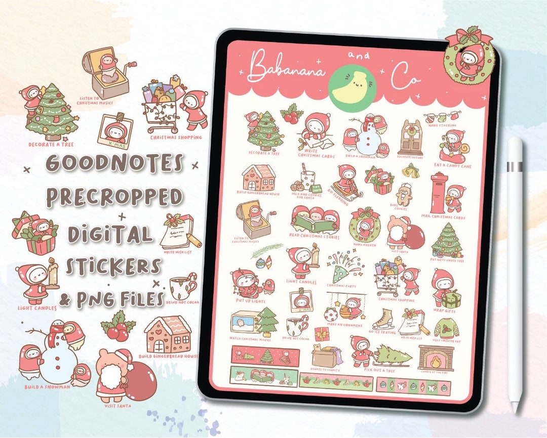 Cute Hand Drawn Christmas Bucket List Digital Stickers | Goodnotes ...