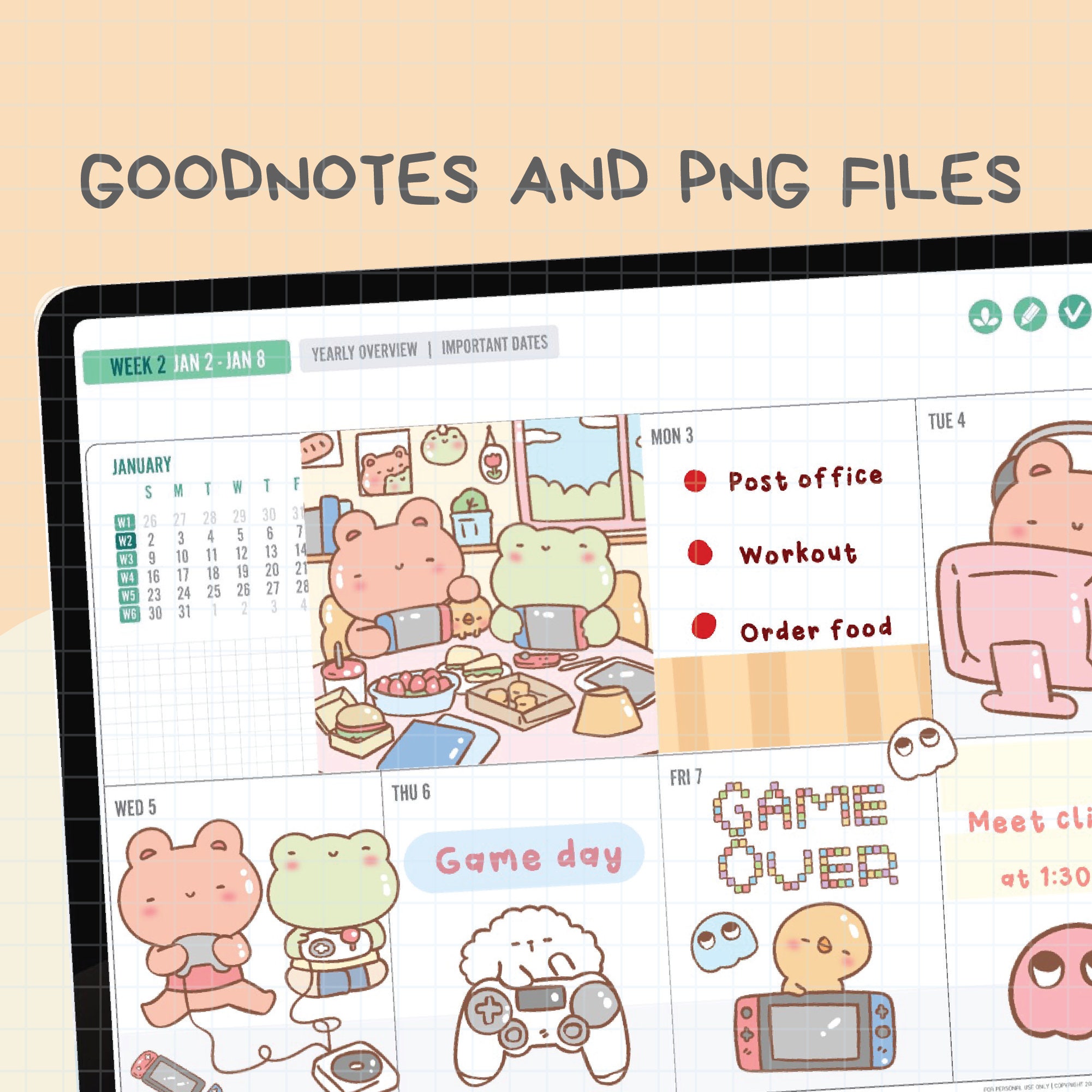 Game Day Digital Stickers | Goodnotes Stickers | Cute Hand Draw ...