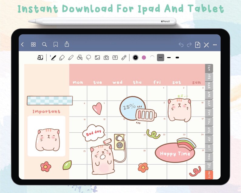 Life Energy Digital Stickers | Goodnotes Stickers | Cute Hand Draw ...