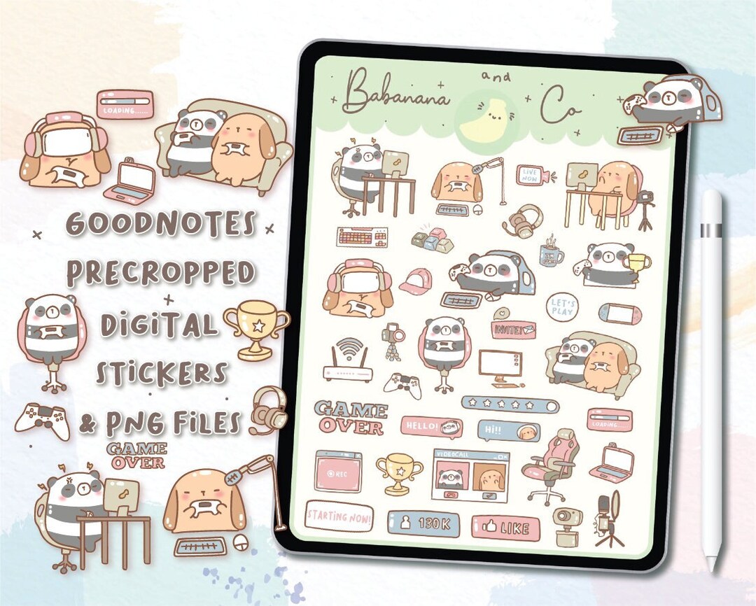Cute Hand Drawn Gamers Digital Stickers | Goodnotes Stickers | Digits ...