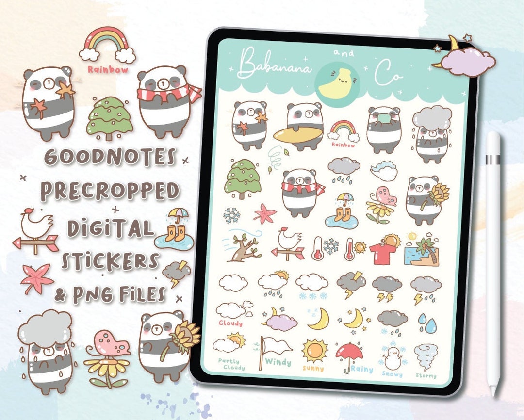 Weather Digital Stickers | Goodnotes Stickers | Cute Hand Draw | Digits ...