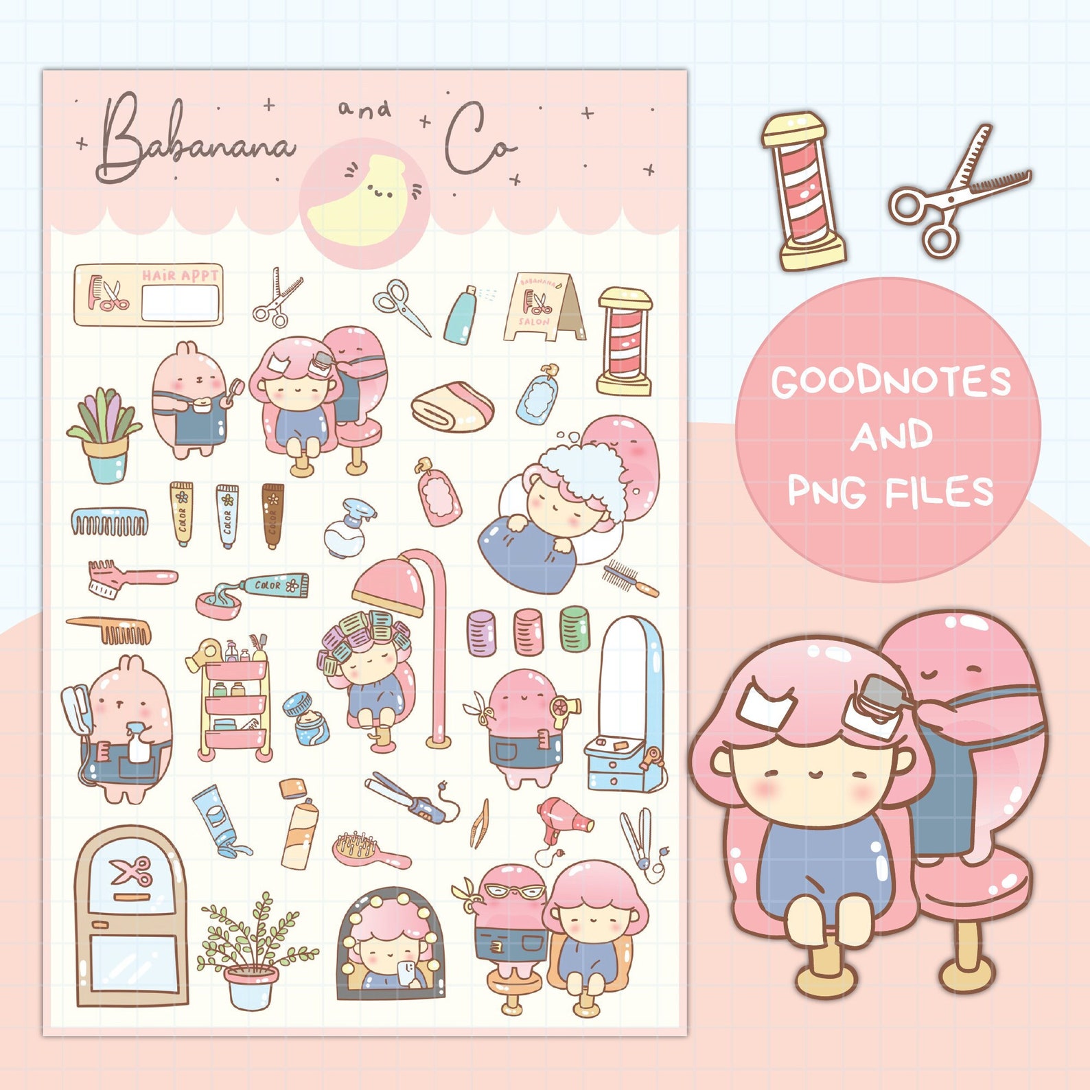 Salon Digital Stickers | Goodnotes Stickers | Cute Hand Draw | Digits ...