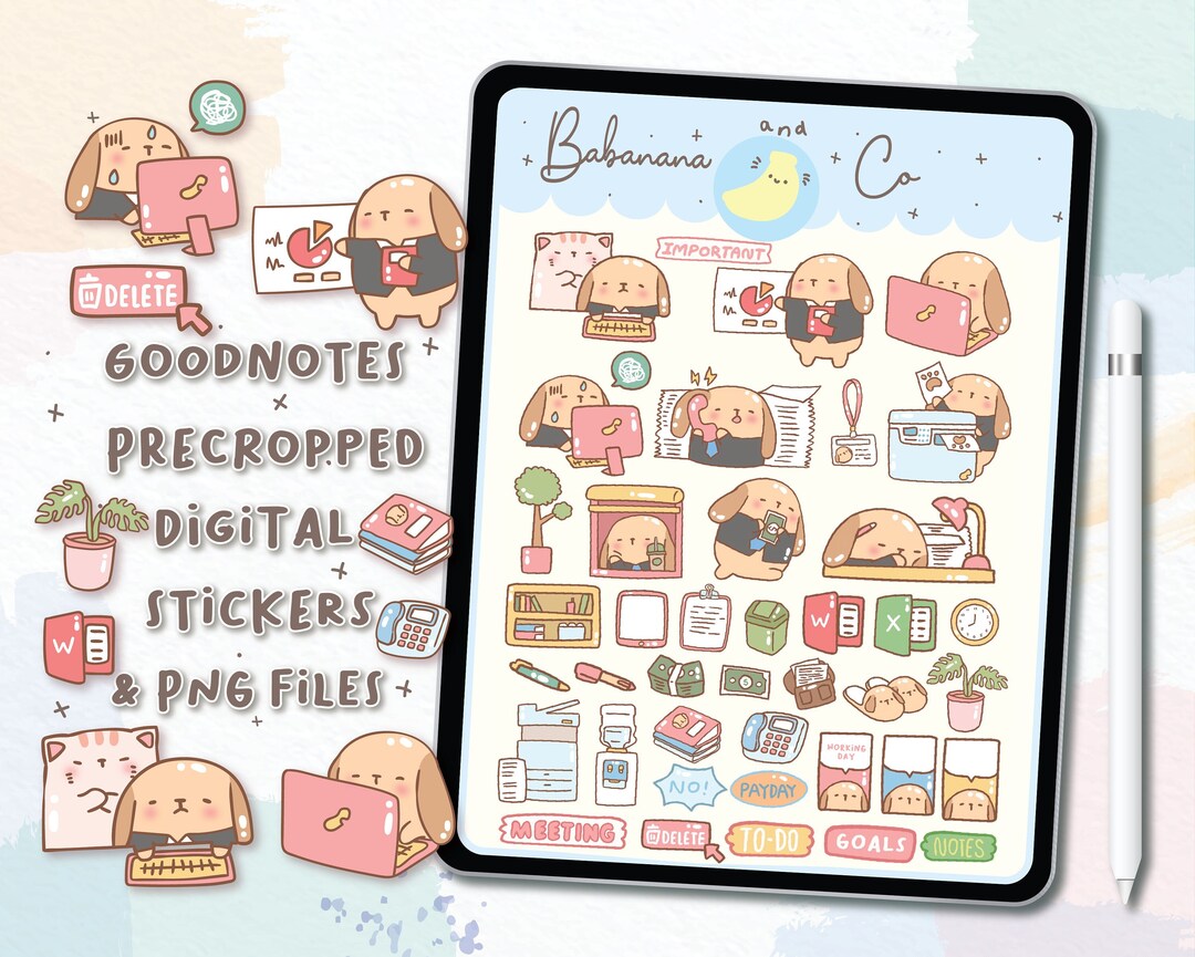 Working Day Digital Stickers Goodnotes Stickers Cute Hand - Etsy