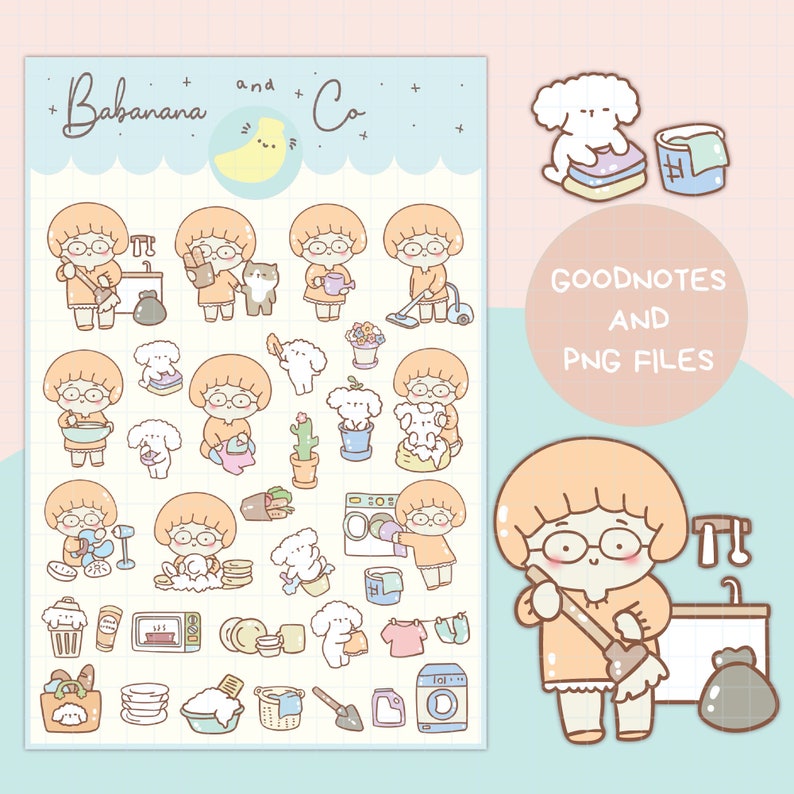 Chores Day Digital Stickers | Goodnotes Stickers | Cute Hand Draw ...