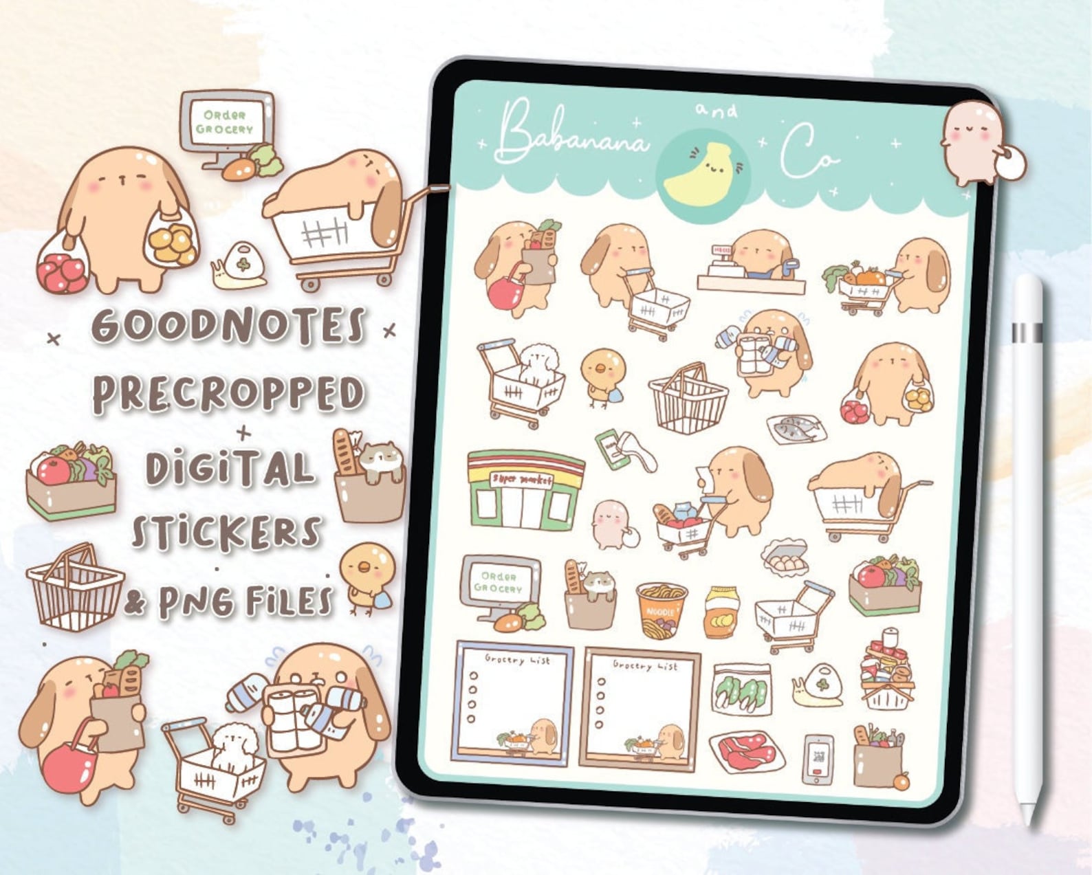 Cute Hand Drawn Grocery Day Digital Stickers | Goodnotes Stickers ...