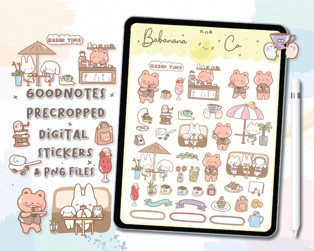 Break Time Digital Stickers | Goodnotes Stickers | Cute Hand Draw ...