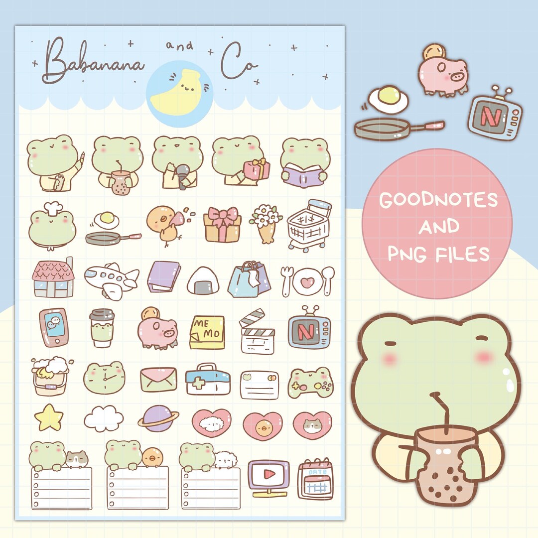 Cute Hand Drawn Daily Life Icons Digital Stickers | Goodnotes Stickers ...