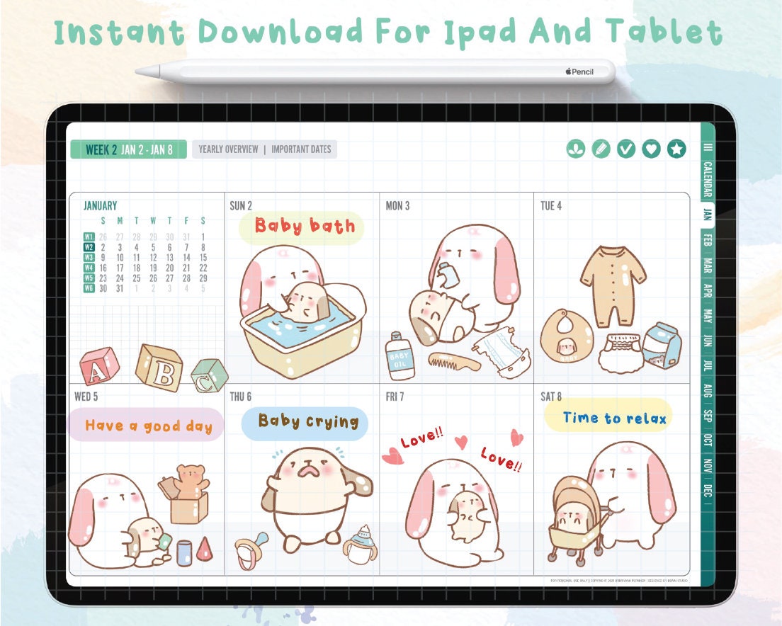 Baby Born Digital Stickers | Goodnotes Stickers | Cute Hand Draw ...