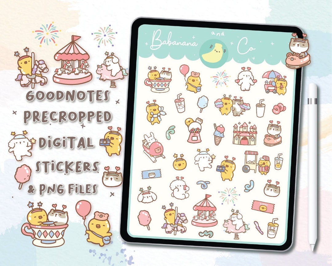 Cute Hand Drawn Fun Park Digital Stickers | Goodnotes Stickers | Cute ...