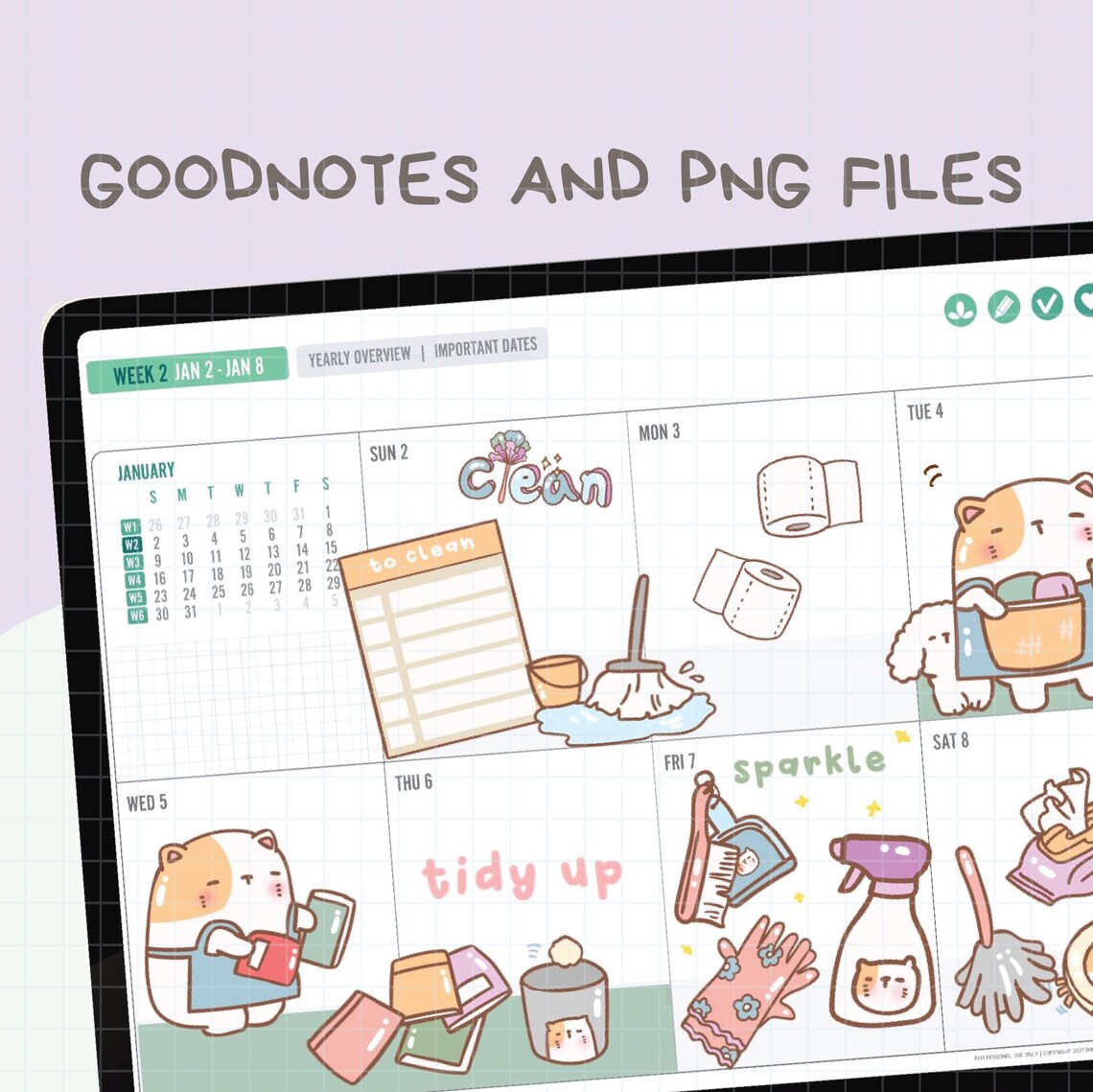 Cute Hand Drawn Clean Digital Stickers | Goodnotes Stickers | Digits ...