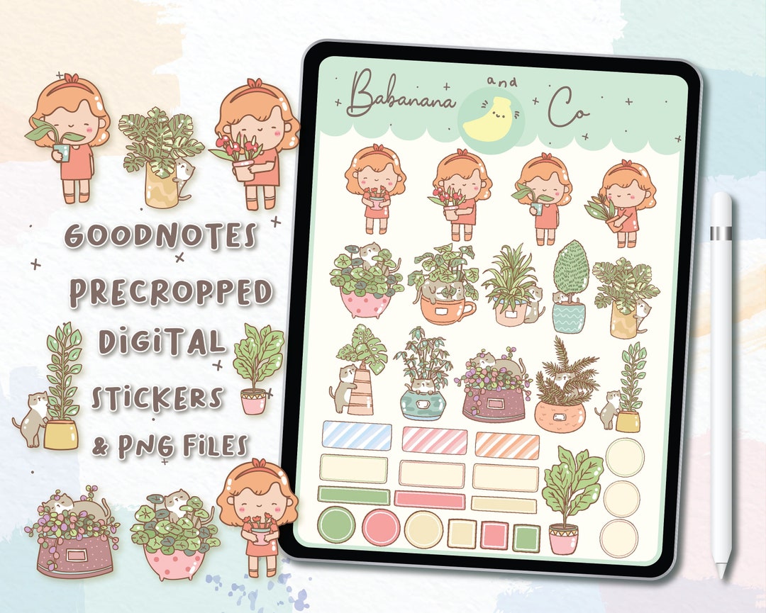 Love Plants Digital Stickers | Goodnotes Stickers | Cute Hand Draw ...