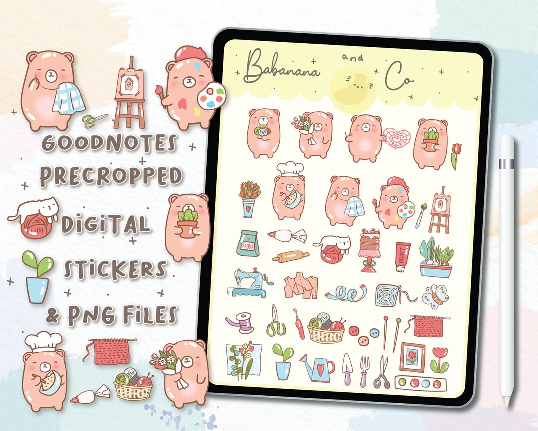 Hobbies Digital Stickers | Goodnotes Stickers | Cute Hand Draw | Digits ...