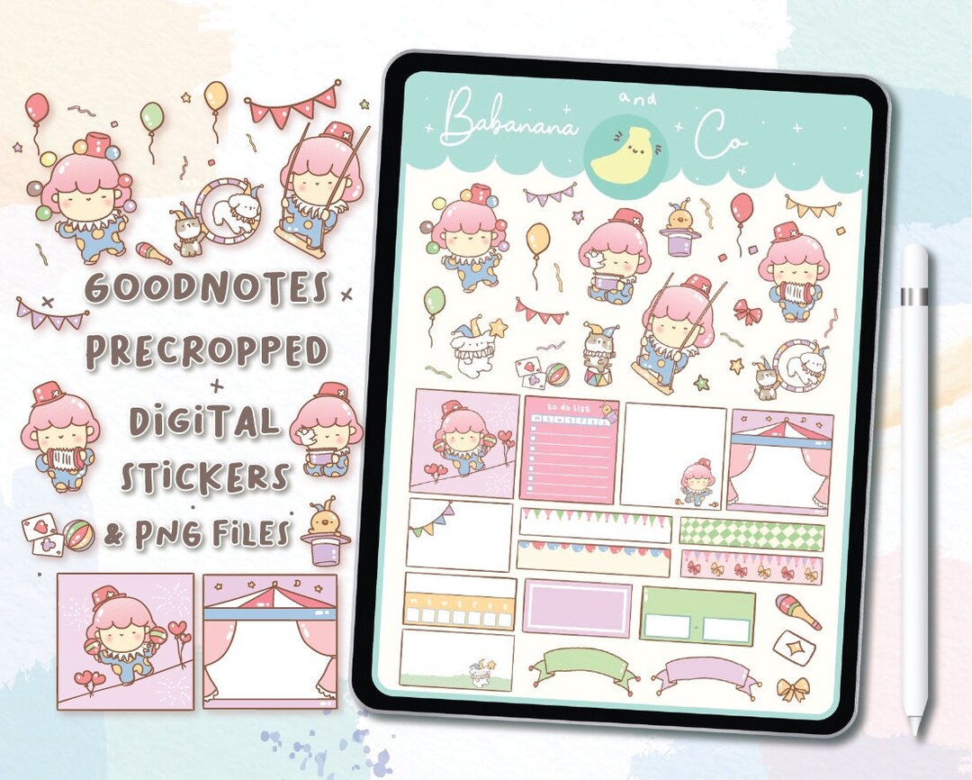 Circus Digital Stickers | Goodnotes Stickers | Cute Hand Draw | Digits ...