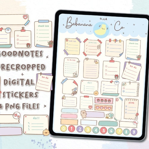 Cute Notepad Digital Stickers Goodnotes Stickers Cute Hand - Etsy