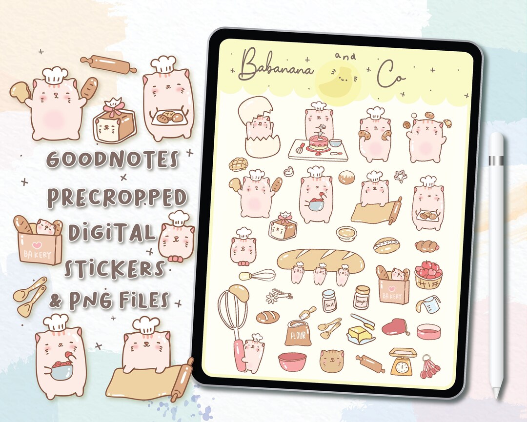 Baking Digital Stickers | Goodnotes Stickers | Cute Hand Draw | Digits ...