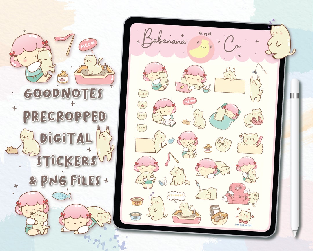 My Lovely Cat Digital Stickers | Goodnotes Stickers | Cute Hand Draw ...