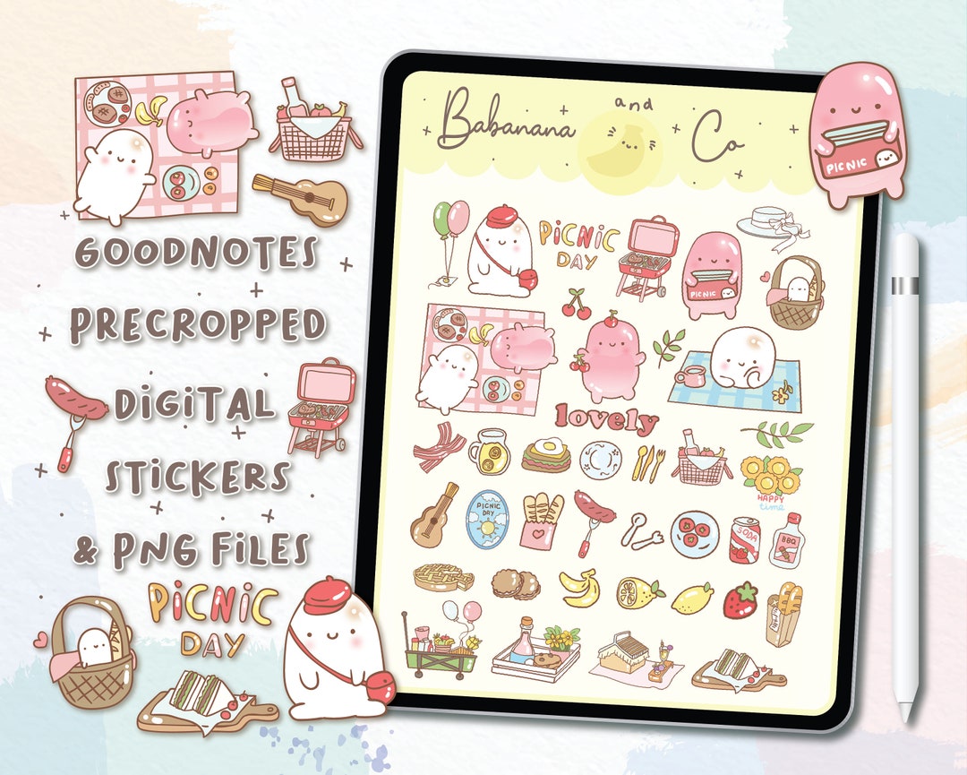 Cute Picnic Day Digital Stickers | Goodnotes Stickers | Cute Hand Draw ...