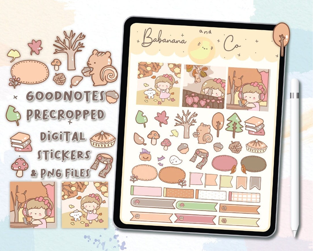 Cute Hand Drawn Autumn Digital Stickers | Goodnotes Stickers | Digits ...