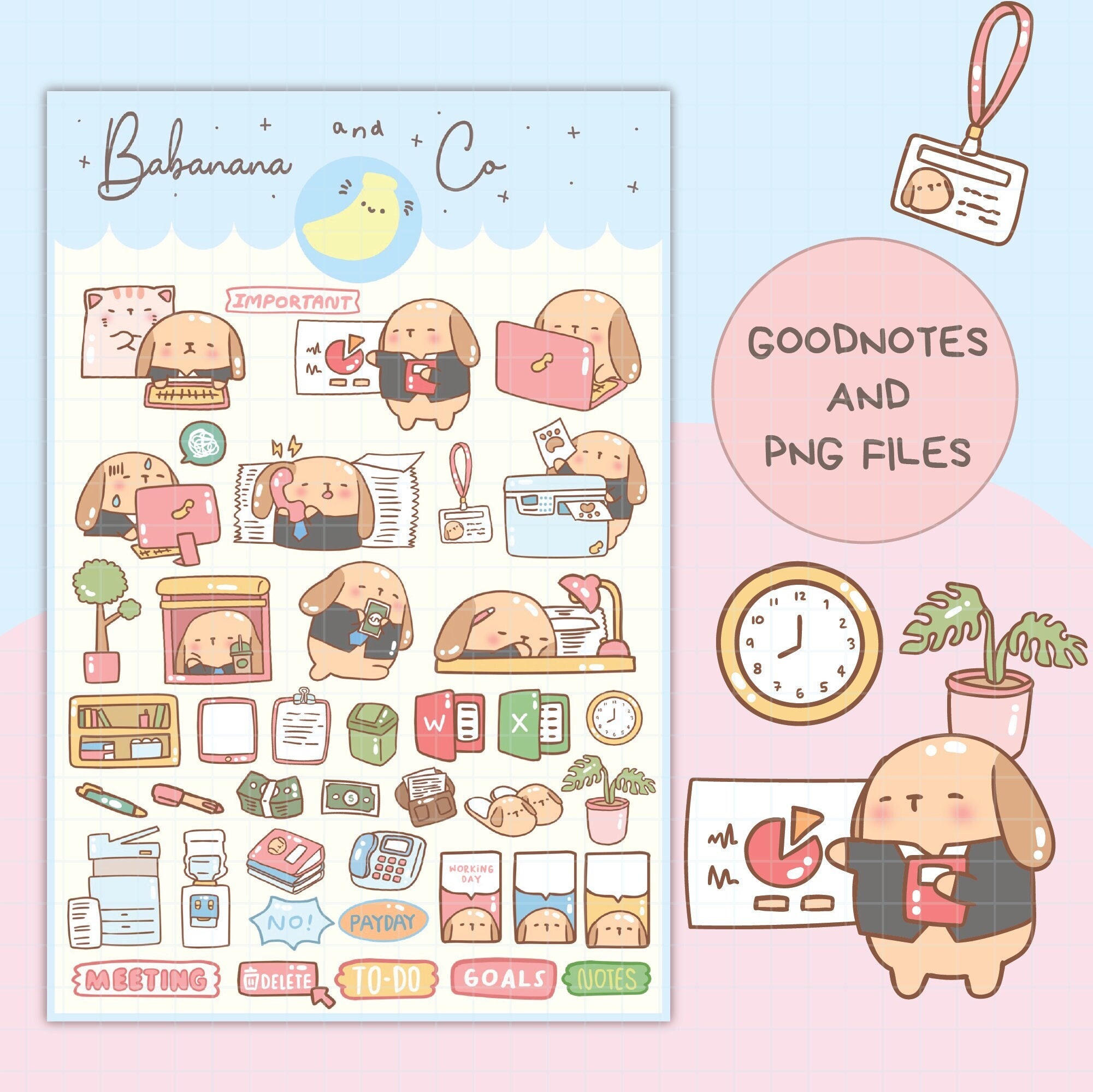 Working Day Digital Stickers | Goodnotes Stickers | Cute Hand Draw ...