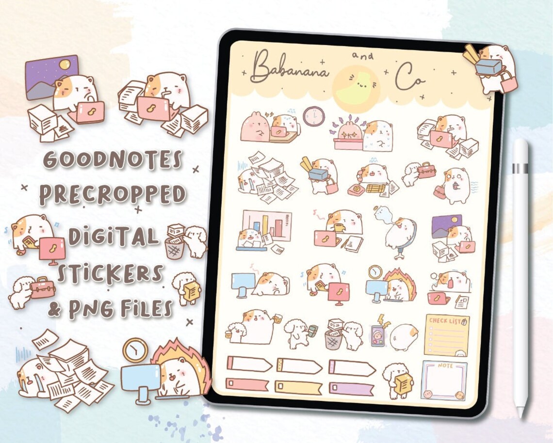 Office Life Digital Stickers Goodnotes Stickers Cute Hand - Etsy