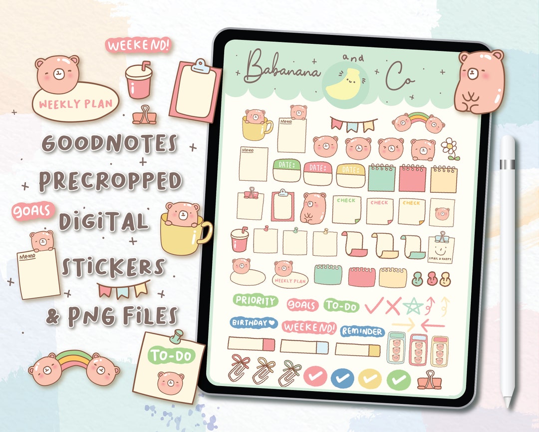 Planner Set Digital Stickers | Goodnotes Stickers | Cute Hand Draw ...