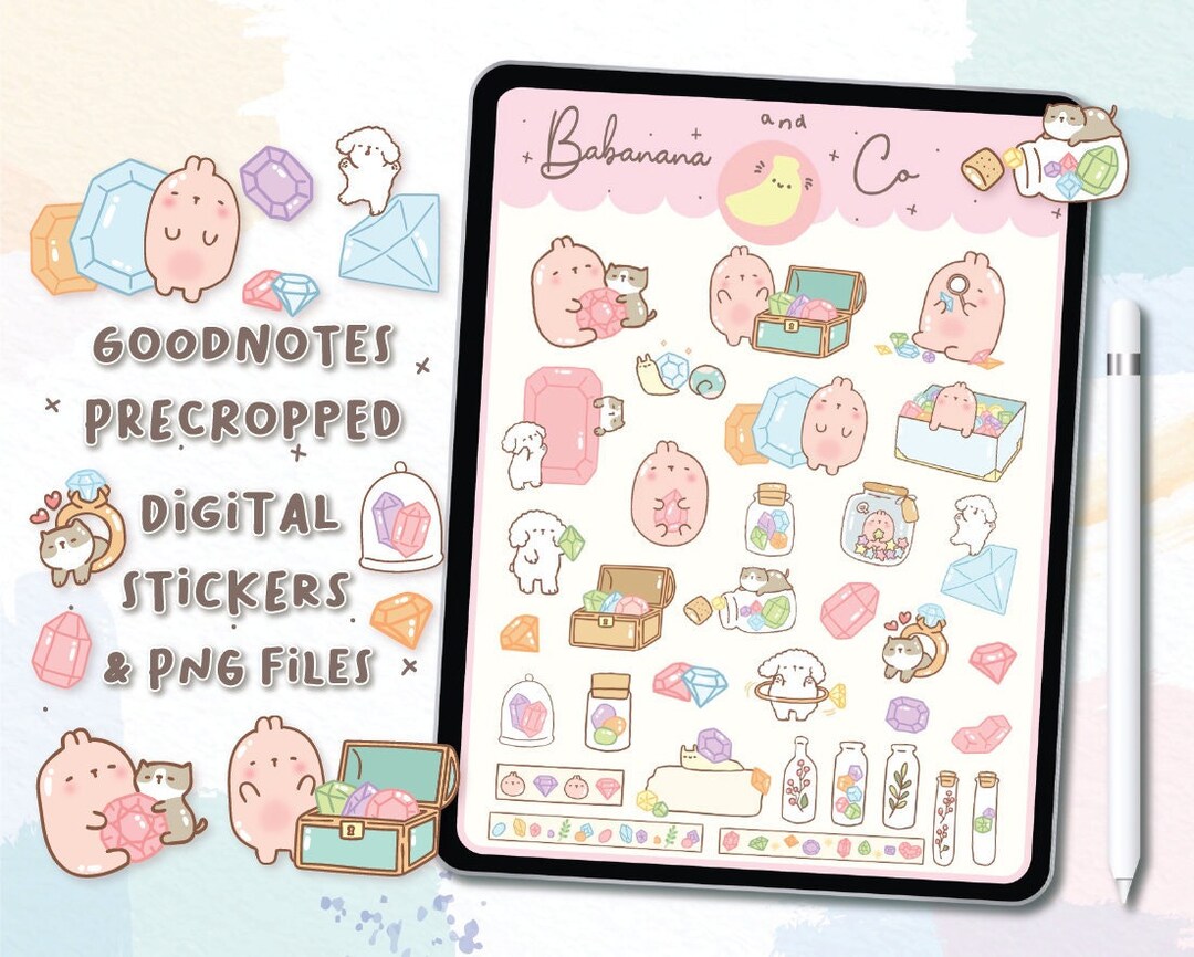 Diamond Digital Stickers | Goodnotes Stickers | Cute Hand Draw | Digits ...