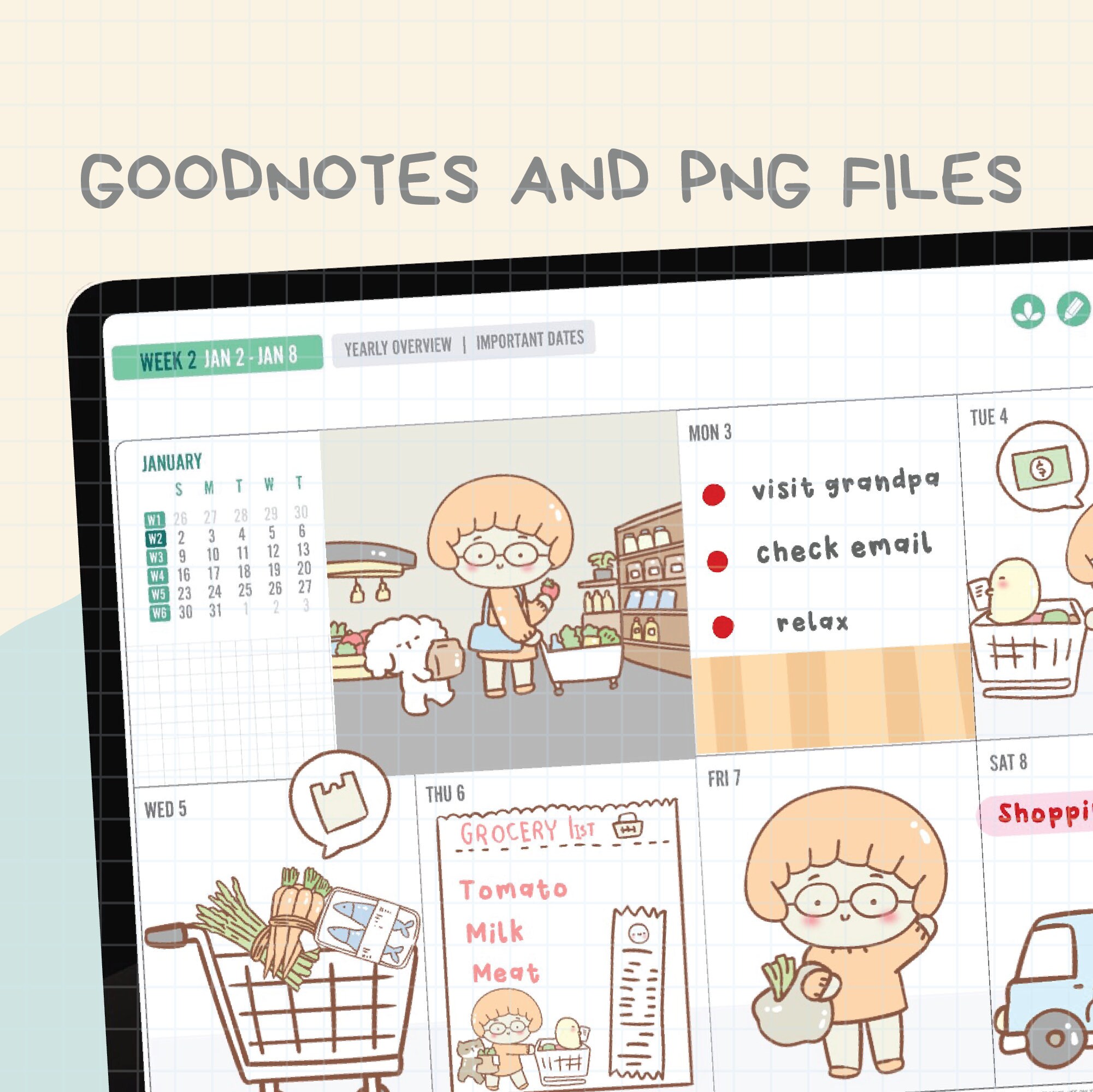 Cute Hand Drawn Grocery Digital Stickers | Goodnotes Stickers | Digits ...