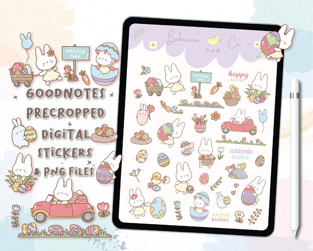 Happy Easter Digital Stickers | Goodnotes Stickers | Cute Hand Draw ...