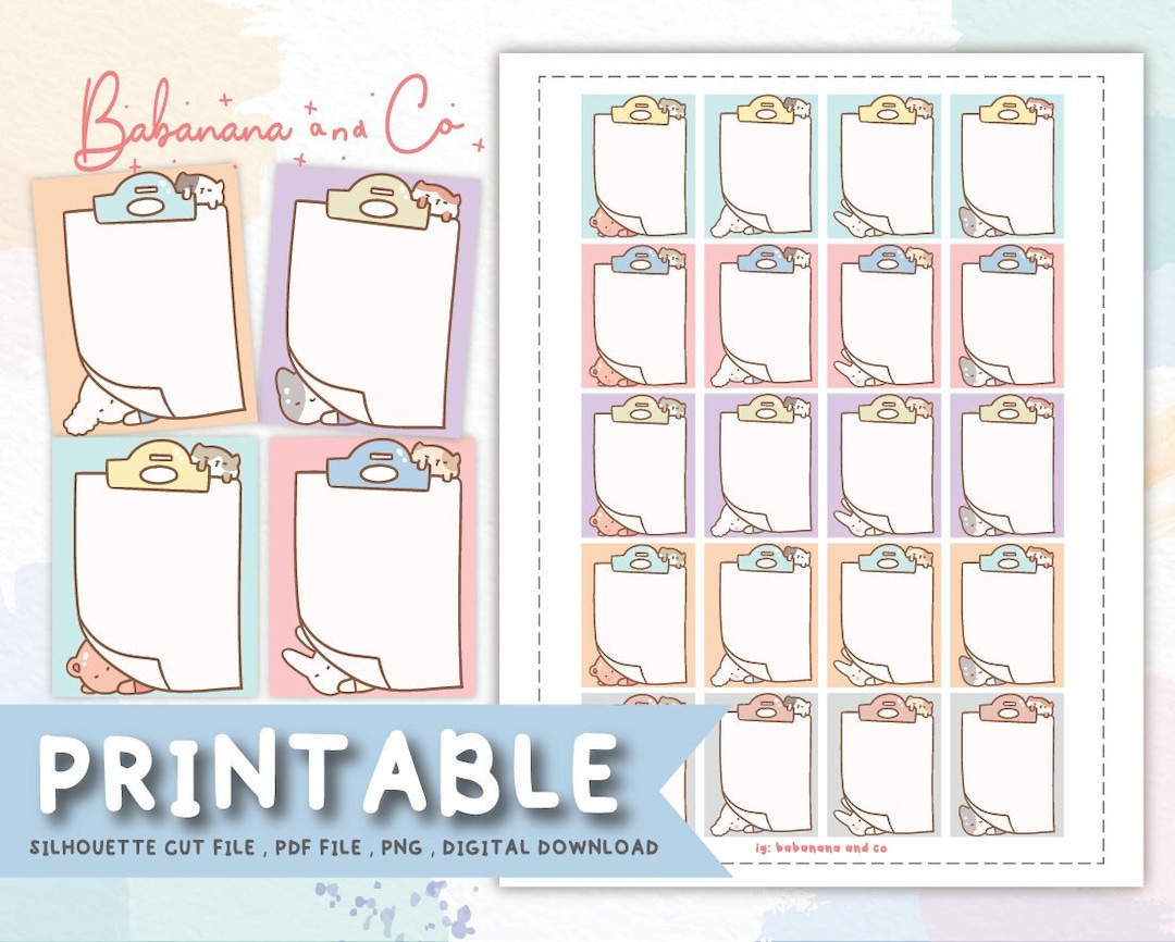 Cute Mini Pad,digital Stickers,hand Drawn Design,printable Stickers ...