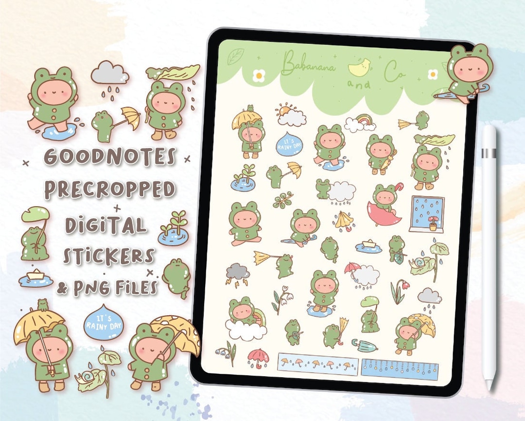 Happy Rainy Digital Stickers | Goodnotes Stickers | Cute Hand Draw ...