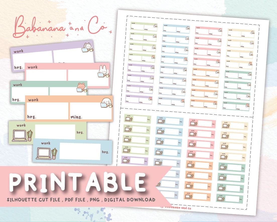 Work Tracker ,digital Stickers,hand Drawn Design,printable Stickers ...