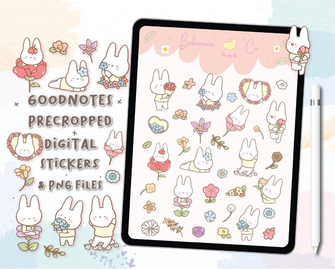 Flora Digital Stickers | Goodnotes Stickers | Cute Hand Draw | Digits ...