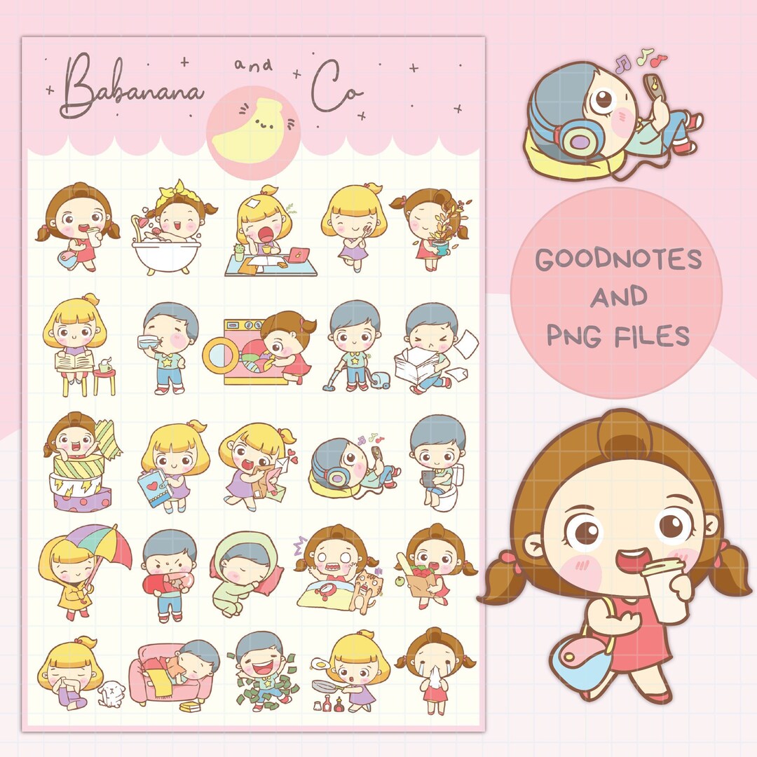 Bundle Daily Digital Stickers | Goodnotes Stickers | Cute Hand Draw ...