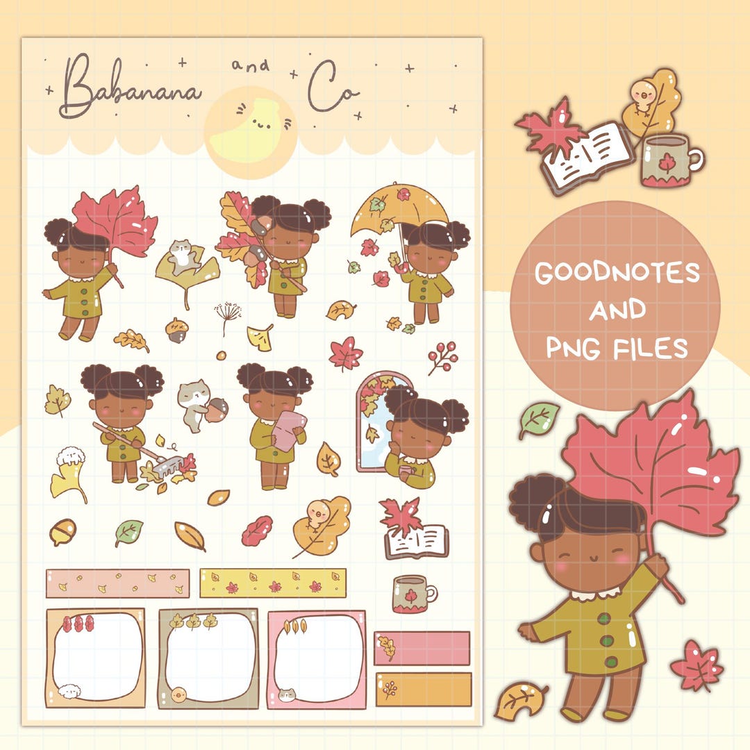 Cute Hand Drawn Lovely Fall Digital Stickers | Goodnotes Stickers ...