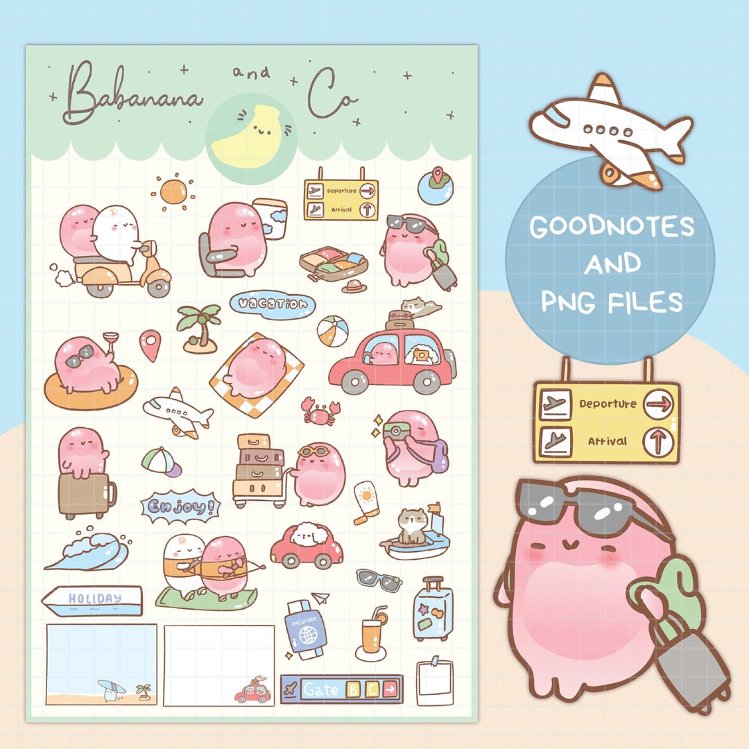 Vacation Digital Stickers | Goodnotes Stickers | Cute Hand Draw ...