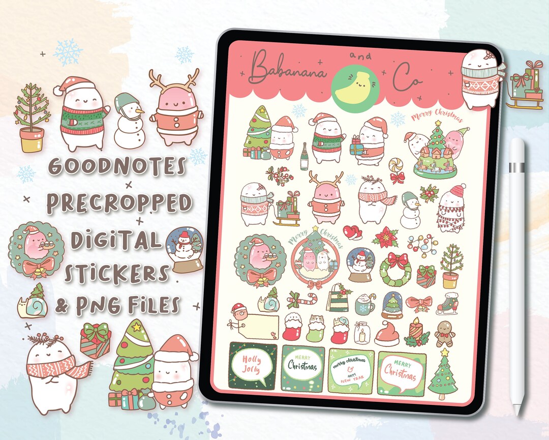 Xmas Digital Stickers | Goodnotes Stickers | Cute Hand Draw | Digits ...
