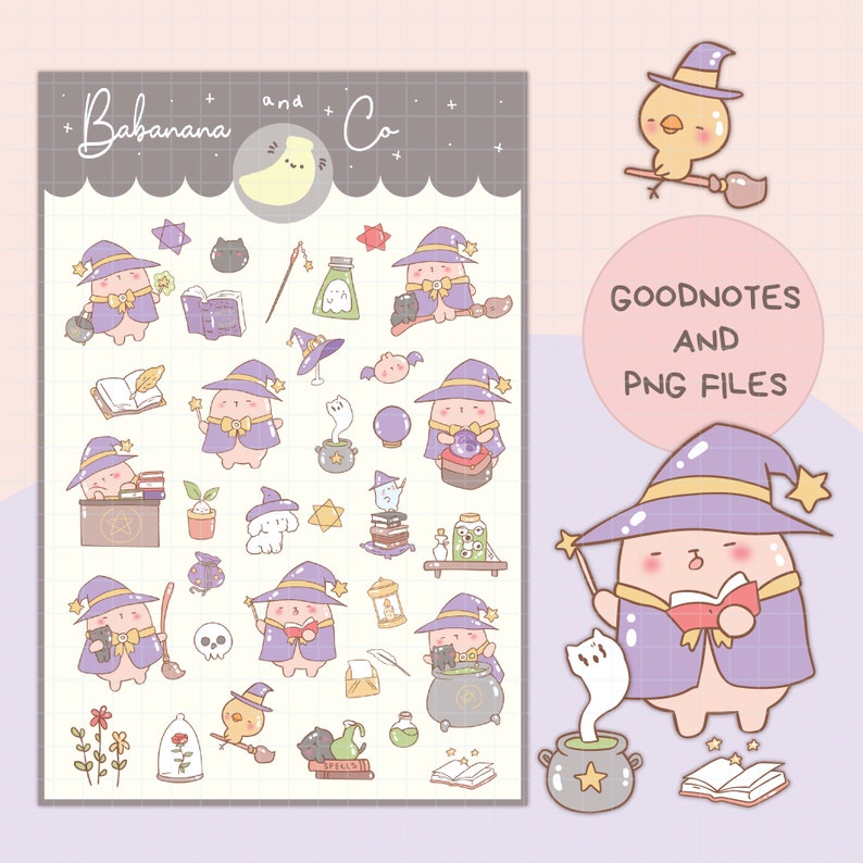 Magic Notes Whimsy Image 181 Cute Fantasy and Magic Handdrawn Digital Sticker Bundle, Digital ...