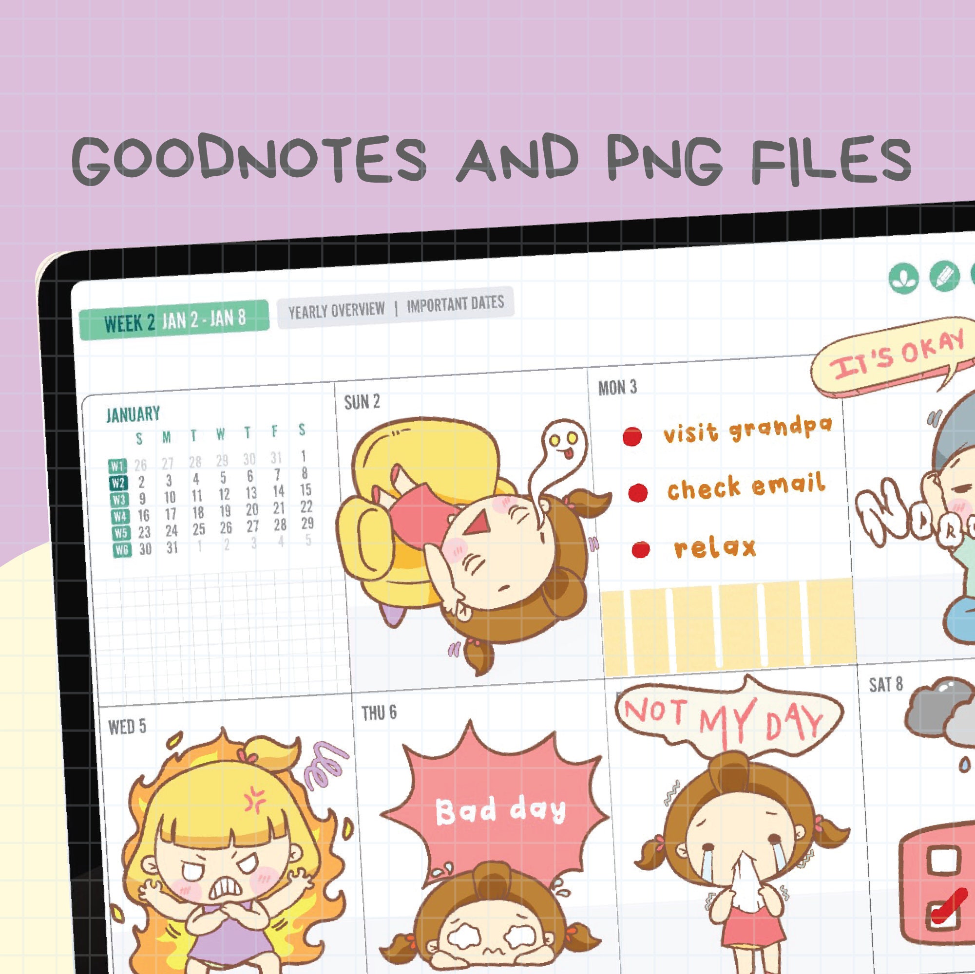 Bad Day Digital Stickers | Goodnotes Stickers | Cute Hand Draw | Digits ...