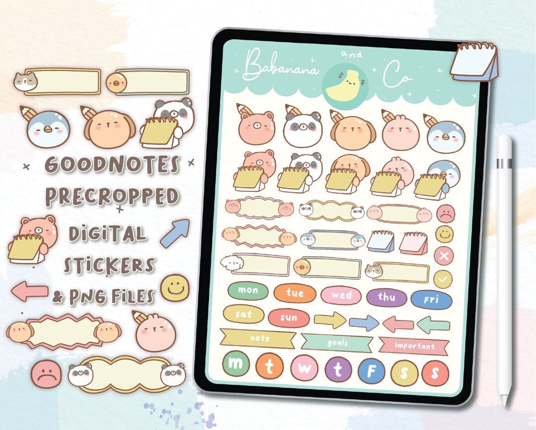 Functional Cute Digital Stickers | Goodnotes Stickers | Cute Hand Draw ...