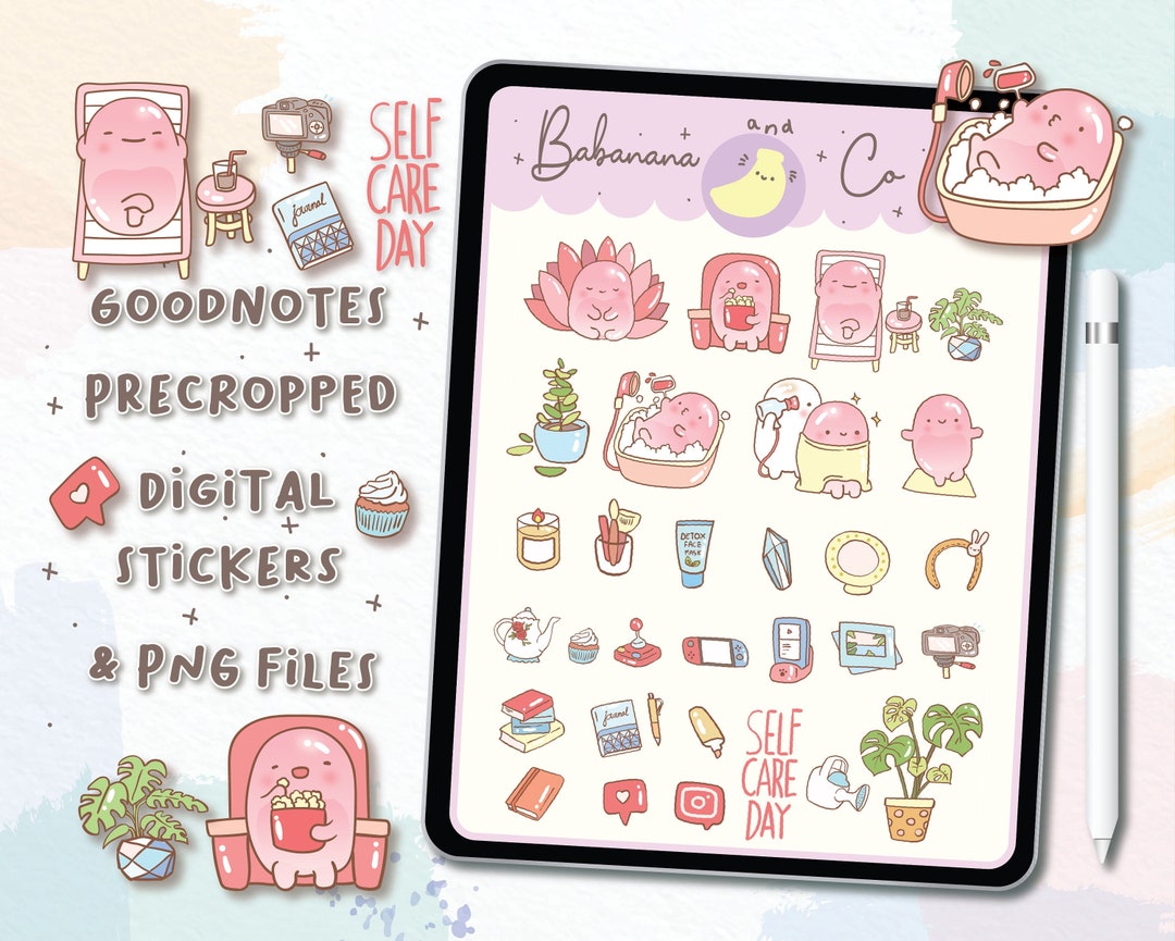 Cute Self Care Day Digital Stickers | Goodnotes Stickers | Cute Hand ...
