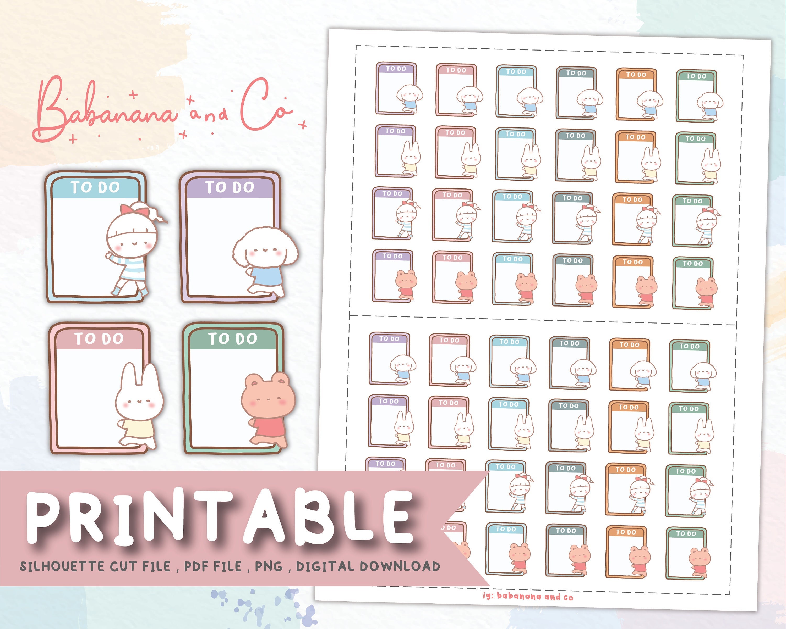 Cute to Do Note Printable Planner Stickers,digital Stickers,hand Drawn ...