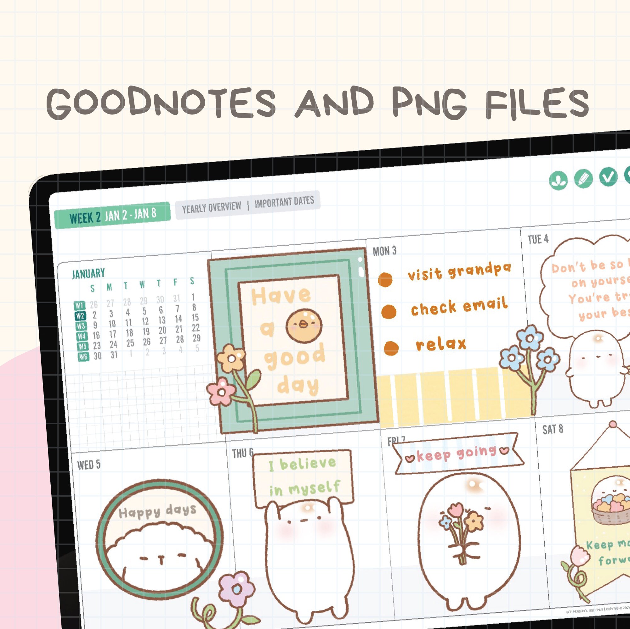 Cute Hand Drawn Affirmations Digital Stickers | Goodnotes Stickers ...