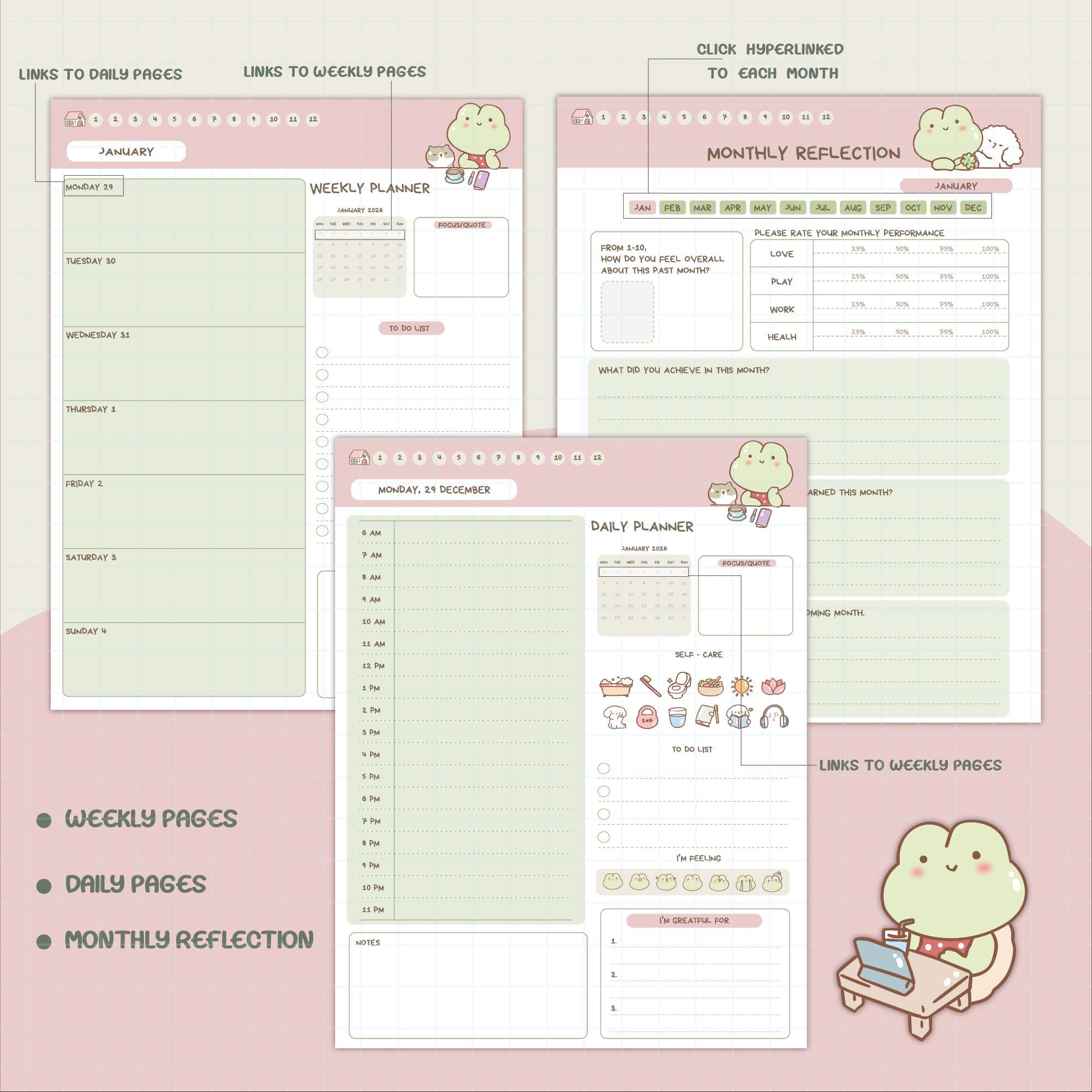 2026 Digital Planner PDF | Dated Daily Weekly Monthly | Planner ...