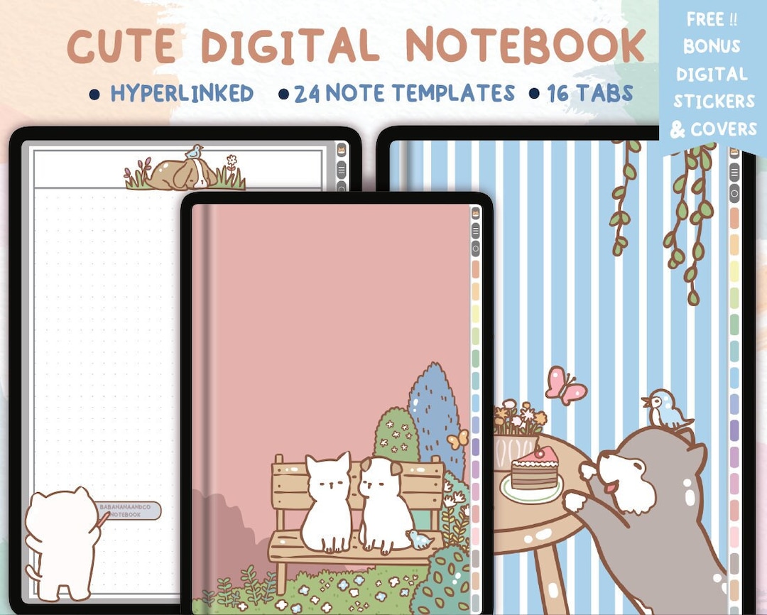 Digital Notebook PDF | 16 Hyperlinked Tabs | Goodnotes Notability Notes ...